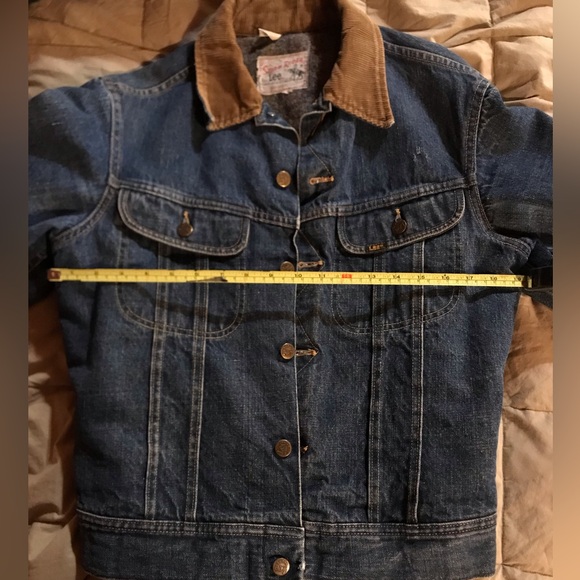 Men’s Lee Storm Rider Denim Jacket, blanket wool lined, corduroy collar size S - Picture 5 of 9